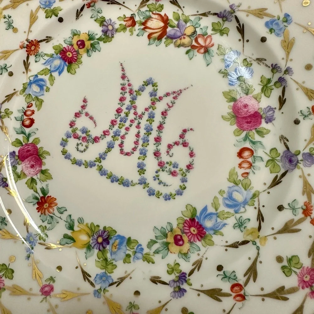 Antique Marie Antoinette O & EG Royal Austria Porcelain Monogram Plate
